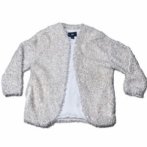 H&M Faux Fur 3/4 Sleeve Open Front Jacket sz 2